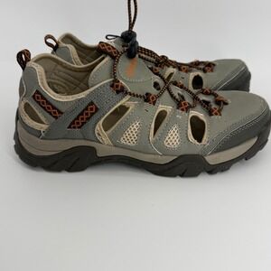 Guide Gear Mens 7 Hiking Water Sandals Grey Orange Closed Toe Bungee Trail Shoes